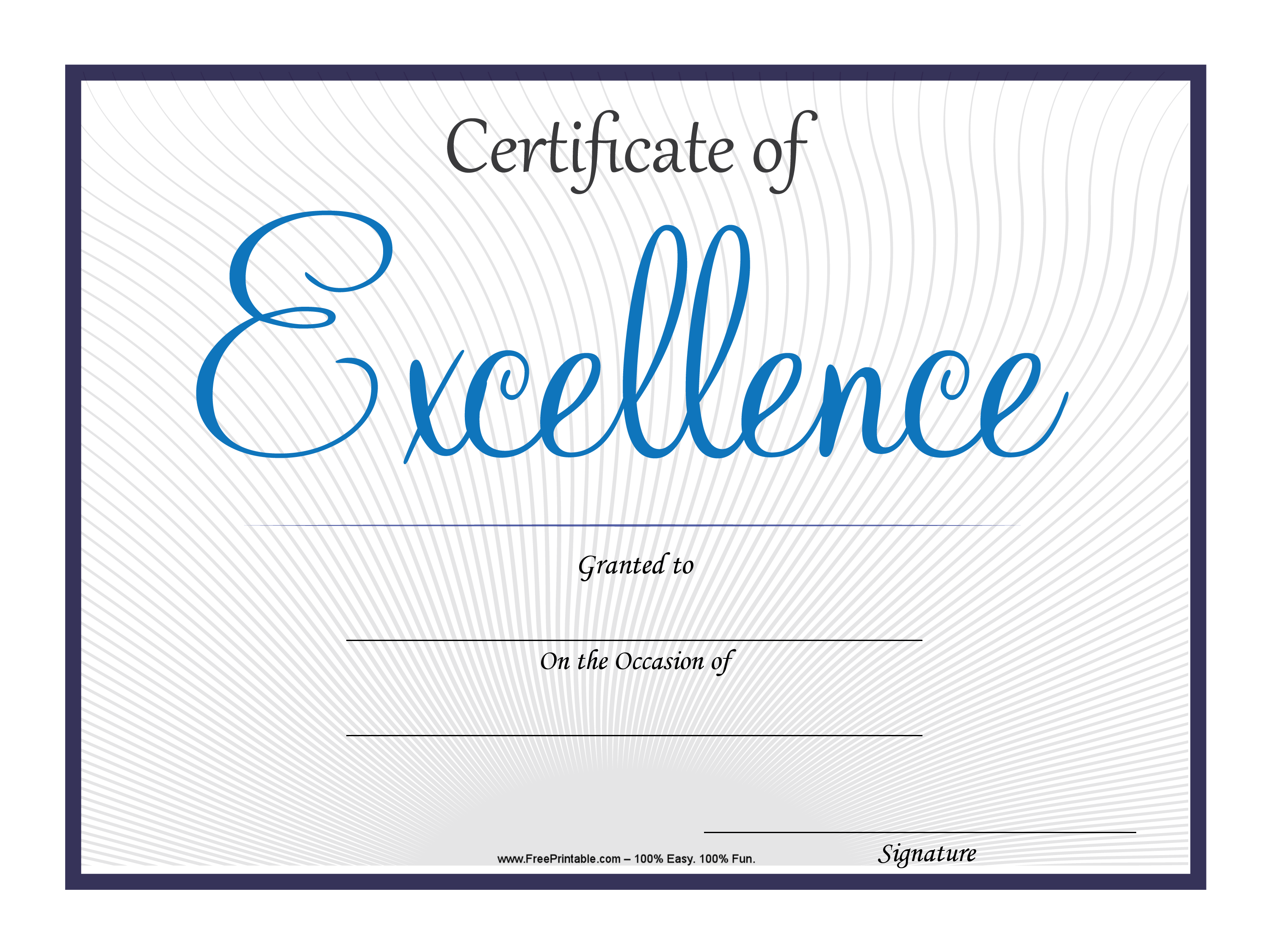 Excellence Certificate Template