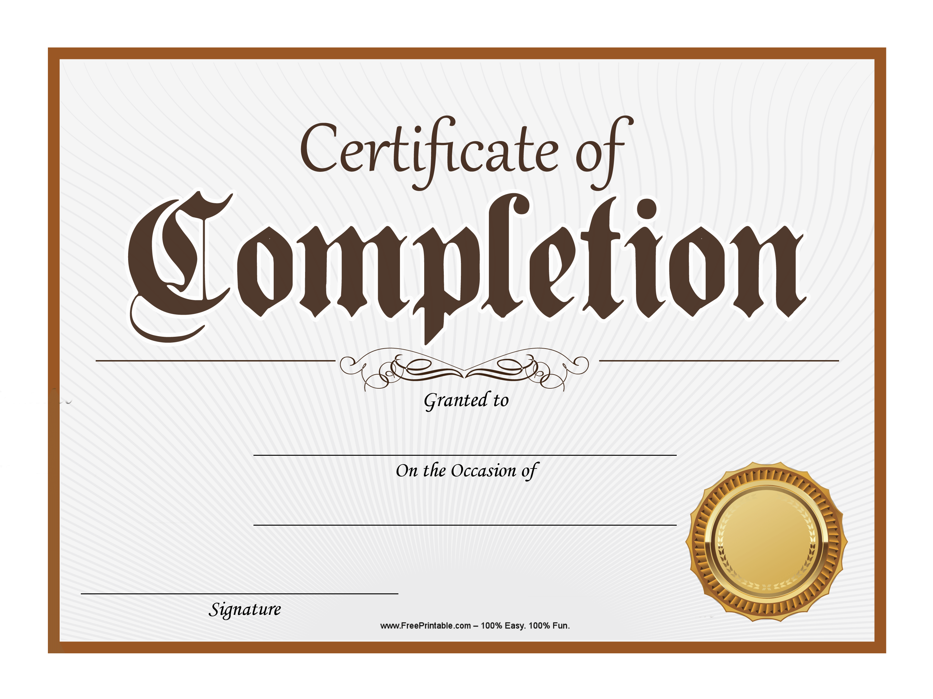 Free Certificate Of Completion Template FREE PRINTABLE TEMPLATES