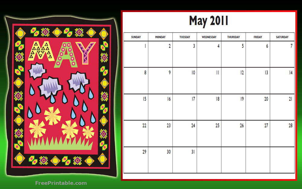 may 2011 calendar. Print - May 2011 Colorful