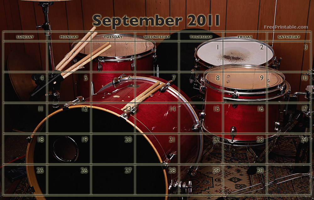 calendar september 2011. Print - Music Theme September