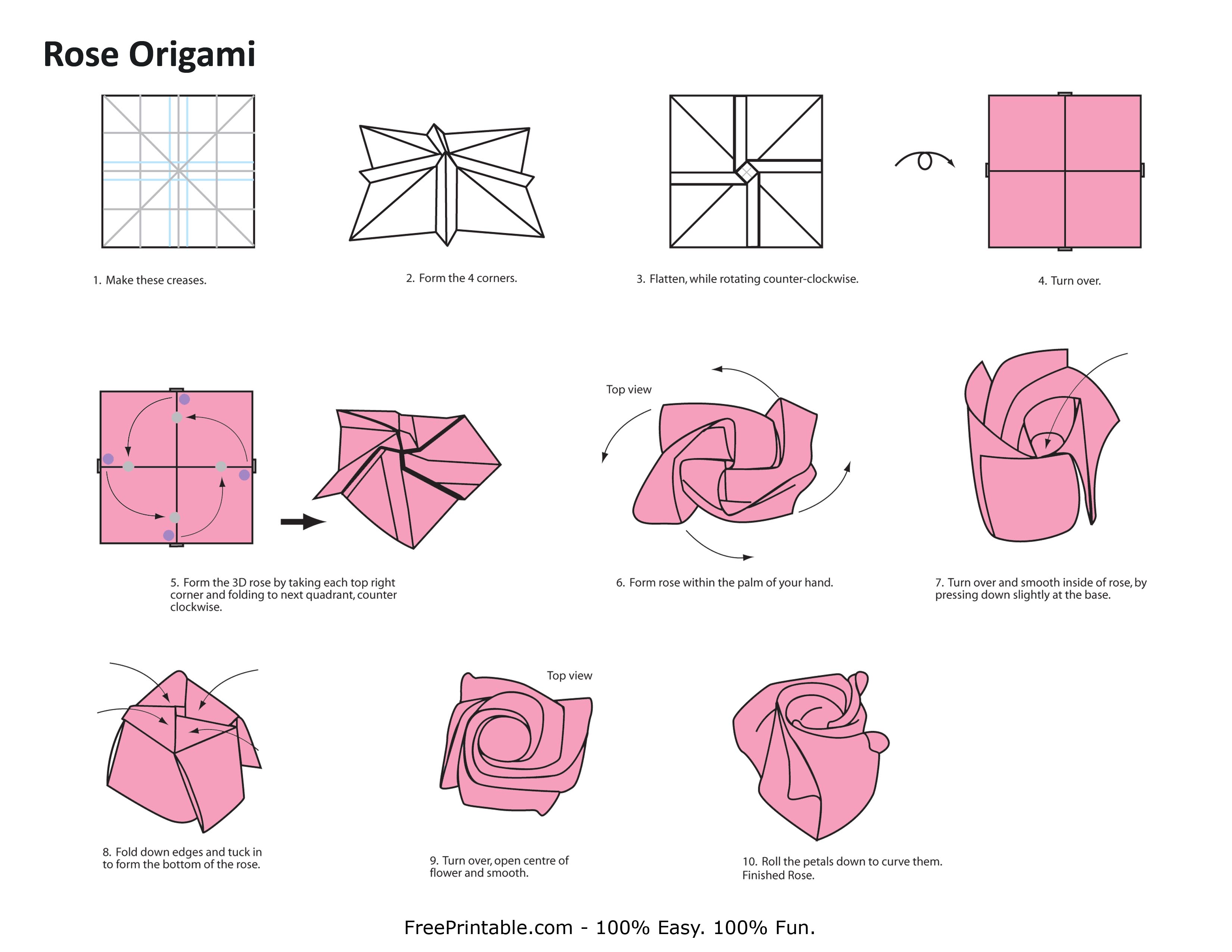 step by step instructions for easy origami flower