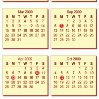 2009 Bookmark Cream Colored Calendar