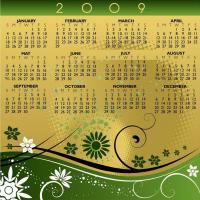 2009 Green And Gold Themed Calendar