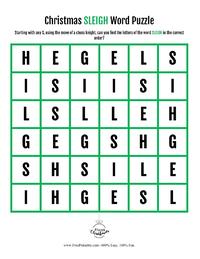 Christmas Sleigh Word Puzzle