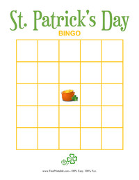 St. Patrick's Day Bingo Card Blank