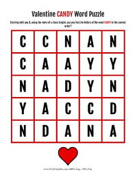 Valentine CANDY Word Puzzle