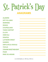 St. Patrick's Day Anagrams