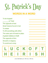 St. Patrick's Day Word in a Word Luck of the Irish