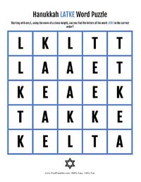 Hanukkah Latke Word Puzzle