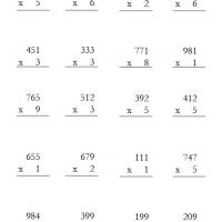 3 Digit Times 1 Digit Multiplication Worksheet