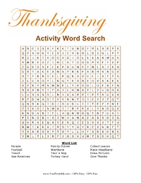 Thanksgiving Activity Word Search