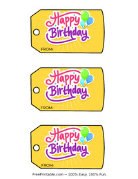 Yellow Happy Birthday Gift Tag