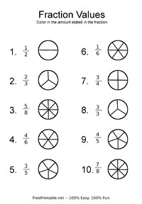 Fractions Pie Chart Easy