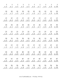 Multiplication Worksheet 5-55