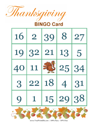 Thanksgiving Bingo Game 1