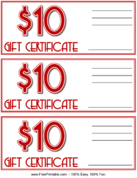 10 Dollar Gift Certificate