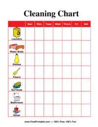 Cleaning Chore Chart for Adults
