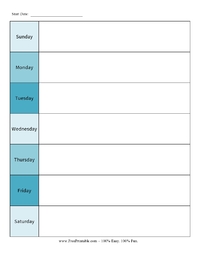 Vertical Perpetual Weekly Calendar Color