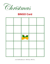 Christmas Bingo Card Blank