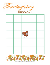 Blank Thanksgiving Bingo Game