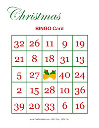 Christmas Bingo Card Two