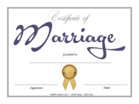 Blue Certificate of Marriage