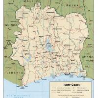 Africa- C&ocirc;te d'Ivoire  Political Map