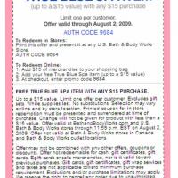 Bath And Body Works Free True Blue Spa Item