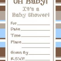 Blue and Brown Bordered Baby Shower Invitation