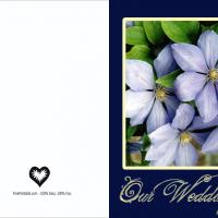 Blue Floral Blank Wedding Invitation