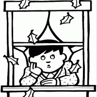 Boy Watching Leaves Fall