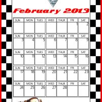 Cars2 Tow Mater February 2013 Calendar
