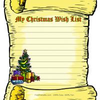 Free Printable Christmas Coloring Pages on Christmas Wish List Stationary