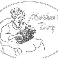 Coloring Mother's Day With Flowers Card