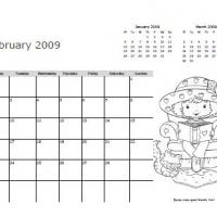 February 2009 Strawberry Shortcake Coloring Calendar