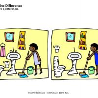 Girl Cleaning Spot the Differences