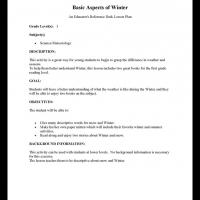 Grade 1 Science: Basic Aspects of Winter