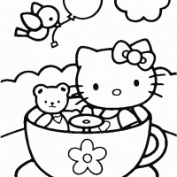 Teddy Bear Coloring Pages on Printable Hello Kitty And Teddy Bear In The Cup Ride   Freeprintable
