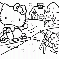 Hello Kitty Sledding