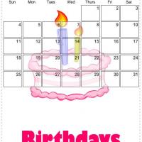 January 2009 Birthday Cake Calendar