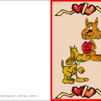 Kitten And Puupy Making Valentine Cards