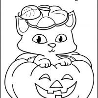 Pumpkin Coloring Pages on Printable Kitten In A Pumpkin   Freeprintable Com