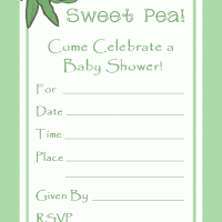 Moss Green Bordered Baby Shower Invite