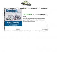 Reebok $20 Off on Purchase of $100 and Up