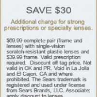 Sears $69.99 Eyeglasses
