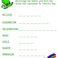 St. Patty's Day Word Mix Up Worksheet