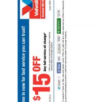 Valvoline $15 Off Oil Change