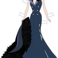 Velvet Long Gown Paper Doll Dress