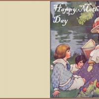 Vintage Mother and and Children in Garden
