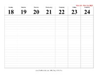 2025 Weekly Calendar 21